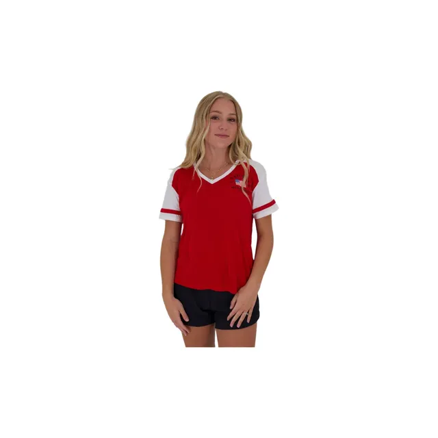 SMALL - LADIES SCARLET / WHITE FLAG FRONT LOGO