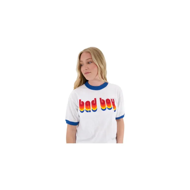 L - WOMENS BLUE RINGER RETRO T-SHIRT