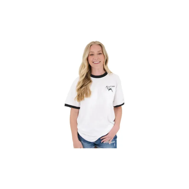 L - WOMENS BLACK RINGER BULLDOG LEASH T-SHIRT